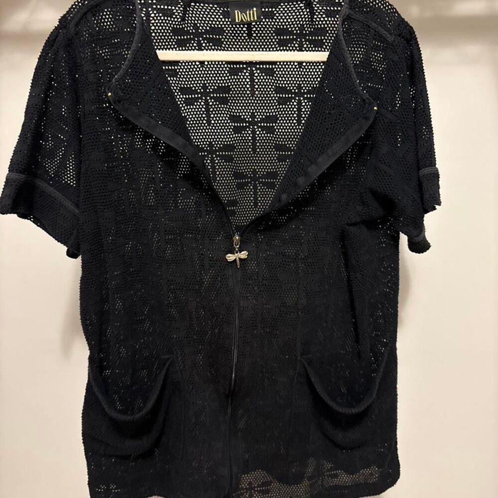Dotti Women's black mesh dragonfly Cover-up top - Picture 6 of 7